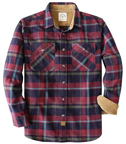 Dubinik® 6 oz Camicia Flanella Uomo 100% Cotone Camicia a Quadri Bottoni Casual Comode con Taschino