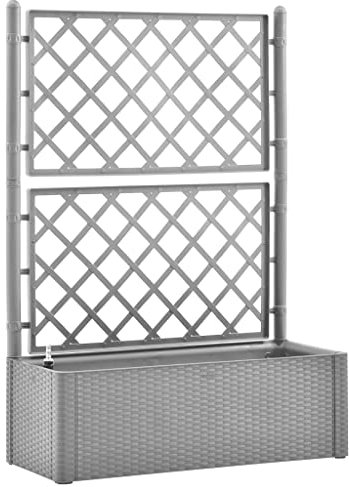 ANNLERA Jardinière avec Treillis 100x43x142 cm Gris Pierre Jardiniere Treillis Jardin Treillis pour Plantes Grimpantes Jardiniere Exterieur Grande Taille Jardinière avec Treillis