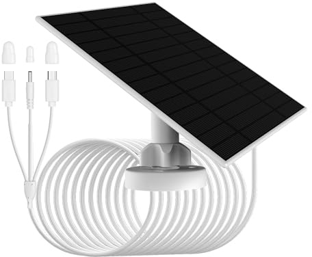 Panel solar de 5 V-6 W para cámara de seguridad con micorUSB/Type-C/DC3513, tres tipos de conectores, IP66 impermeable, cable de carga de 3 m, compatible con EUFYcam 2/2pro/2c/2c pro/E/3C/L20/L40/S40