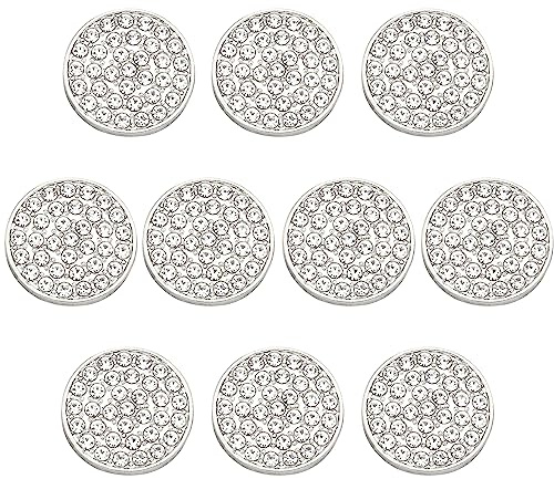 ftiemlovde 10 Stück Dirndl Knöpfe Silber mit Strass （G10S 15 mm) | öSenknöPfe Aus Kupferlegierung,zum Annähen,für Trachten,Mantel,Blazer,Strickjacken & DIY-Nähprojekte,langlebig & elegant