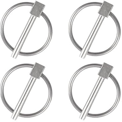 INCREWAY Lynch Pin, 4PCS Dia 4mm Acciaio Inox Round Safety Pins Rimorchio Lock Pin Pin di ritenzione Pins Lynch Pin Fasteners per Track Farm Lawn