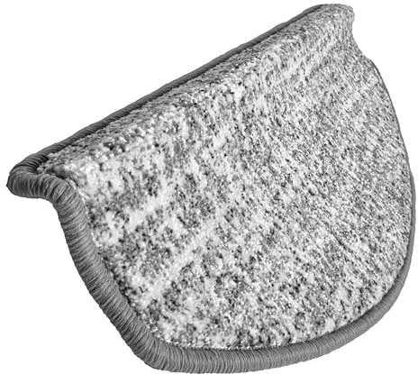 oKu-Tex Stufenmatte | Stufenmatten Set 15 Stück | innen | halbrund | selbstklebend | meliert Gemustert | grau | strapazierfähig und weich | 15 teilig | 65 x 28 cm