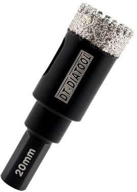 DT-DIATOOL Diamond Core Drill Bit 20mm, Diamond Hole Saw with Triangle Shank for Porcelain Tile Ceramic Tile Marble Granite