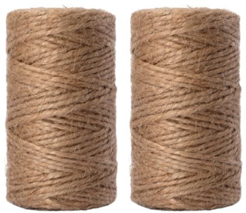 GARDENIX 280m Juteschnur aus Naturfaser 4 mm - 100% Biologisch Abbaubar - zum Basteln, als Deko, Geschenkverpackung, als Naturfaser Paketschnur für Garten (2 Rollen x 140m Länge, 4mm Stärke)