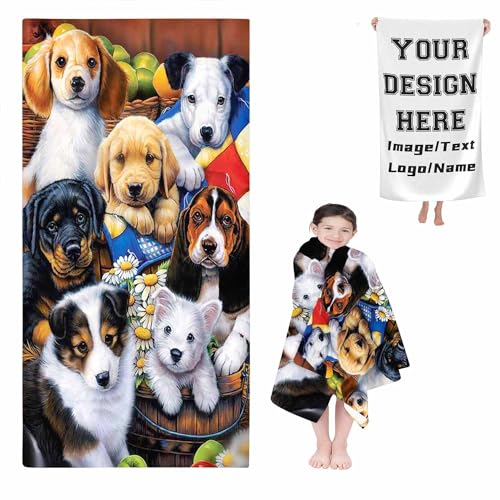 Qiqumax Personalisiert Strandtuch Mit Namen Foto Personalisiertes Strandtuch, Personalisierte Mikrofaser Strandtuch Mit Namen Personalisierte Badetuch Groß 100x200cm (100 x 200 cm)