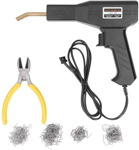 Tiardey Saldatrice per plastica da 220 W, Kit di riparazione per crepe sul paraurti dell'auto, Saldatrice per plastica con cucitrice termica da 200 pezzi, Paraurti per auto/Ricambi auto