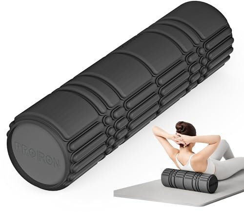 PROIRON Faszienrolle（42 x 13,5 cm）, Luftkissen-Massagedesign, komfortable Noppen für tiefgehende Entspannung und Schmerzlinderung, solides Design gegen Verformung und Bruch, Schwarz