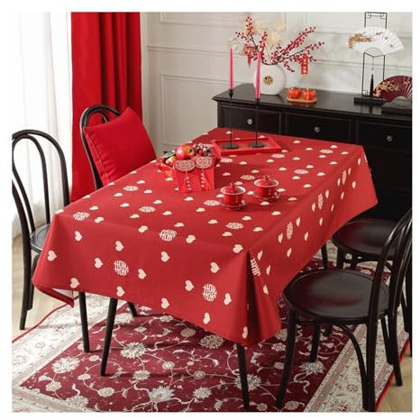 AMDXD Tischdecke, Herz Tischtücher Polyester, Tischdecke für Biertisch Abwaschbar für Esszimmer, Garten, Party, Hochzeiten oder Haushalt, 135x220CM, Stil 3
