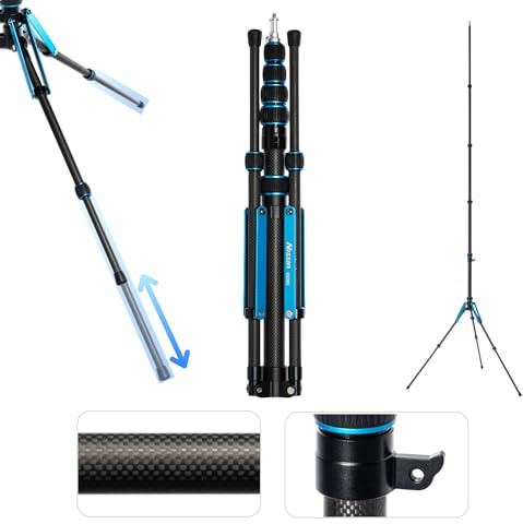 Nissin Superleichter Ständer, LS-5C-XL, alle Beine sind teleskopisch, Metallhaken für Sandsäcke, 0,8 kg (825 g) leicht, zusammengezogene Länge 49 cm, aus Kohlefaser