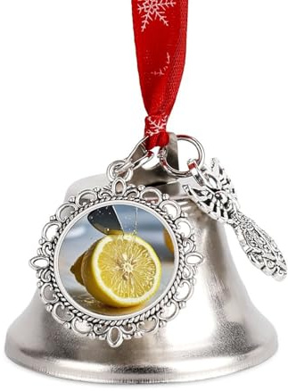 Christmas Bell Cut Lemon Jingle Bell with Wing Pendant Christmas Ornament Metal Vintage Bells Christmas Tree Hanging for Holiday Party Decoration