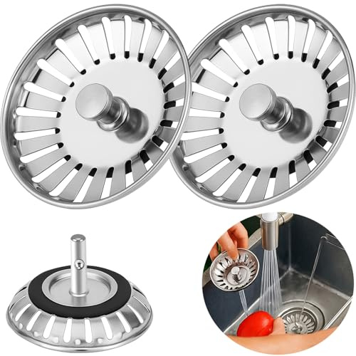EHIOG 2Pcs Colador de Fregadero, tapón de desagüe de colador Grueso de Acero Inoxidable para Cocina (diámetro: 83 mm)