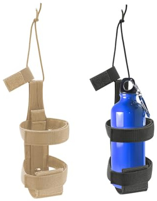 CHSEROK Porte-gourde 2 pièces pour sac à dos et ceinture, Housse à bouteille réglable en nylon avec dragonne, pour randonnée, camping (Circonférence 5-10 cm)