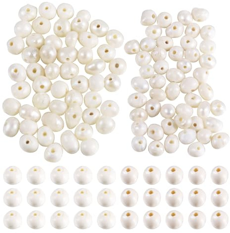BB Beadthoven - 100 perline di perle di patata naturali, perle di conchiglia, 1,5–3,5 mm, beige, perle d'acqua dolce, per lavori artigianali, collane, bracciali, creazione di gioielli