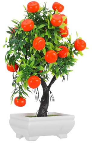 iplusmile Bonsái De Naranjo Artificial En Maceta Árbol Frutal De Simulación En Plástico para Decoración De Interiores Escritorio Boda Y Banquete 10.23X8.66X3.93 in