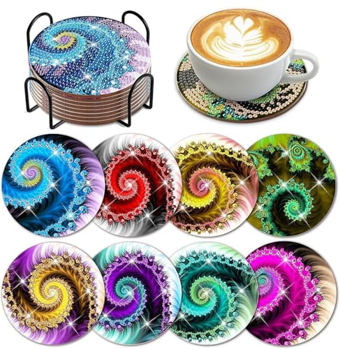 Diamond Painting Untersetzer Gläser Bilder Erwachsene Kinder Diamant Glasuntersetzer Set Bastelset Coasters Basteln Klein 5d Diamontpating Tassenuntersetzer Geschenke Starterset Anfänger Mit Halter