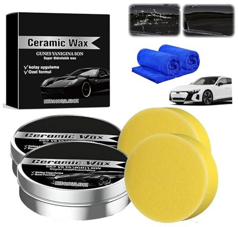 Crème de cire en céramique, cire de polissage pour revêtement de voiture, protection durable, formule douce avec éponge, cires en céramique pour l'entretien de la peinture de voiture, kit de polissage