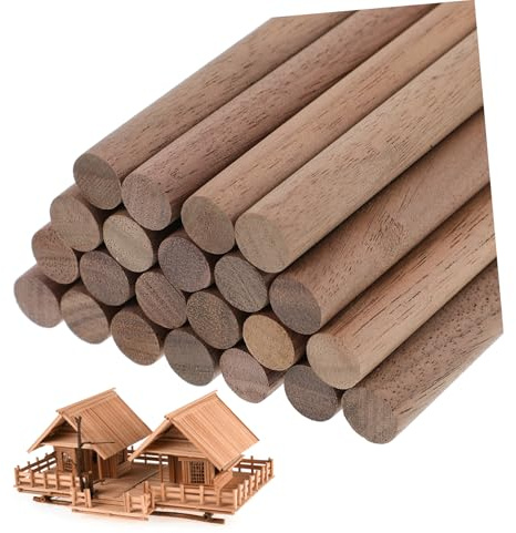 HOMSFOU 24pcs Black Walnut Wooden Sticks Craft Dowels Unfinished Round Coasters Craft Wood for Decorations