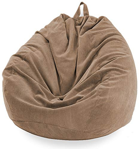 BotYcht Fodera per Poltrona Sacco (senza riempitivo), Copertura per Pouf Poltrona Puff in Velluto a Coste per Organizzare Giocattoli di Peluche o Memory Foam,Marrone,85x110cm