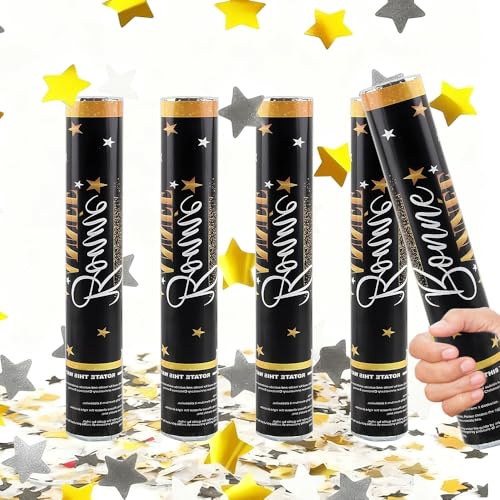 Konfettikanon, 4 st 30 cm konfettikanon XXL, partypopper, konfettishooter, 5–8 m effekthöjd, konfettikanoner för bröllop, födelsedag, fester