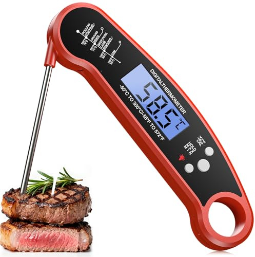 Meat Thermometer Digital,Instant Read Meat Thermoteter Probe for Cooking,Foldable Food Thermometer for Kitchen and Outside,BBQ, Beef,Food Temperature Probe with Water Proof,Kitchen Essentials