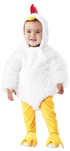 YOSUWOAI Disfraz unisex de gallo para bebé, pelele con zapatos, disfraz de pollo para bebé, con capucha facial 3D, mullido, cálido, disfraz de animal para niños pequeños con temática animal, Halloween
