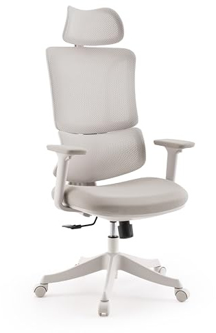 MyBuero Kontorsstol Ergomy Colore – ergonomisk skrivbordsstol, ventilerande ryggstöd, justerbart svankstöd, 3D-armstöd och nackstöd, beige