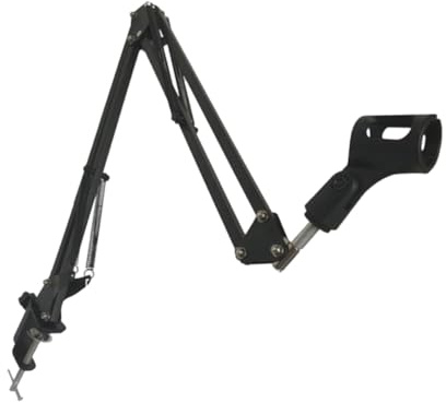 Toddmomy Microphone with 1500g Desktop Adjustable Double-braced Stand and with Arm Folding Arms, Metal Suspension Boom Holder for Black Microphone Mount Load Bearing Studios Stores