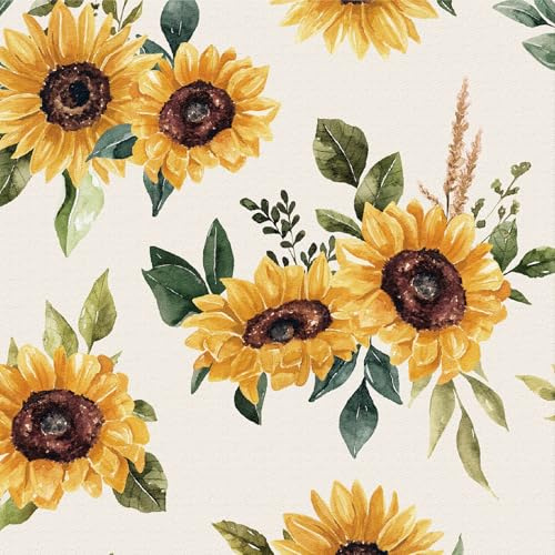 Selbstklebende Tapete Gelb Blumen, 44 x 600 cm Blumentapete Klebefolie Blumen Sonnenblume Grün Blätter Pflanzen Klebetapete Boho Möbelfolie Selbstklebend für Badezimmer Wohnzimmer Schlafzimmer Küche