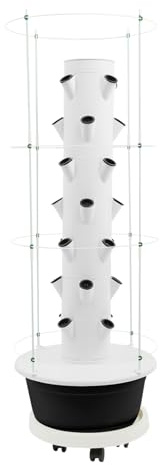 Set di sistemi di coltivazione idroponica, torre idroponica, 7 piani con 28 fori, torre di coltivazione in ABS, con serbatoio dell'acqua da 30 l, IPX8, timer e ruote, torre idroponica verticale per