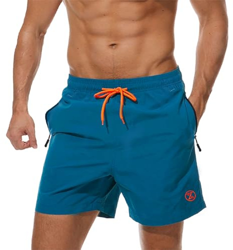 ZOXOZ Badehose Herren Schnelltrocknend Badeshorts mit Mesh-Futter und Reißverschlusstasche