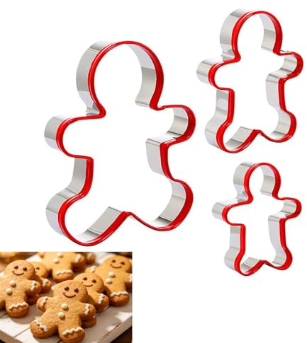 Lebkuchenmann Ausstecher,3 PCS Edelstahl Cookie Cutter Weihnachten,Ausstechform Lebkuchenmann in 3 Größen für Plätzchen,für Kuchen und Sandwiches Lebensmittelformen