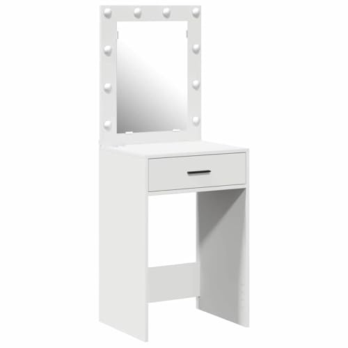 Mokuyary Tavolo da toilette bianco 50 x 41 x 135 cm in legno di ingegneria, tavolo da toeletta trucco per camera da letto -A 865037