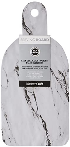Kitchen Craft We Love Verano Redondo melamina, alimentos fuente de servir, melamina, White Marble Effect, 34.5 x 16.5 x 1.5 cm