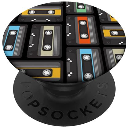 Cassettes Tapes Pattern Retro Vintage PopSockets Grip and Stand for Phones and Tablets PopSockets Adhesive PopGrip
