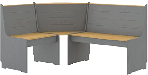 vidaXL Banco de Esquina, Banca con Respaldo, Asiento Esquinero, Mueble para Salón Comedor Hogar Jardín, Madera Maciza de Pino Marrón Gris