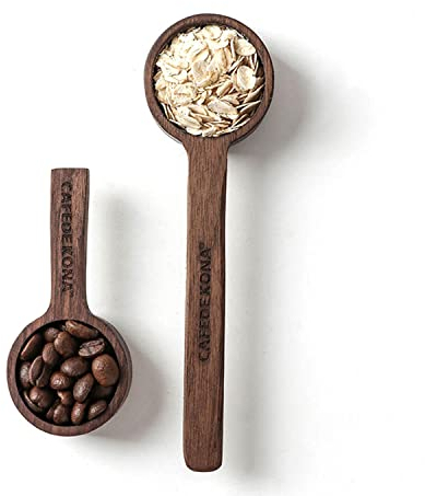 Ausemo Lot de 2 Cuillères à Café en Bois Cuillères à Mesurer Cuillère à Soupe pour Grains de Café Grains Moulus Condiments Sel Assaisonnement Huile Sucre Épices (capacité 8g et 10g)