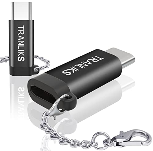 TRANLIKS Adattatore USB C Lightning, 2 pezzi Adattatore Lightning femmina verso USB type c maschio con Portachiavi Antismarrimento, Solo Per la Ricarica del Telefono(Audio e dati non supportati)