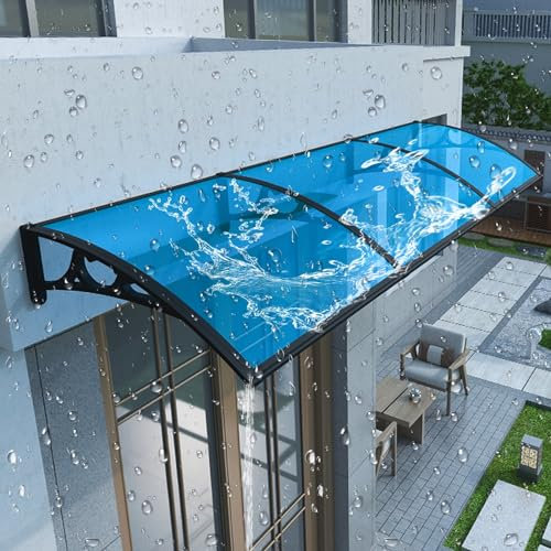 Muet Support en aluminium porte d'entree auvent, Maisons résistant aux intempéries auvent, Arqué polycarbonate marquise de porteexterieur, auvent de terrasse avec évier de guidage,Protection UV,neige.