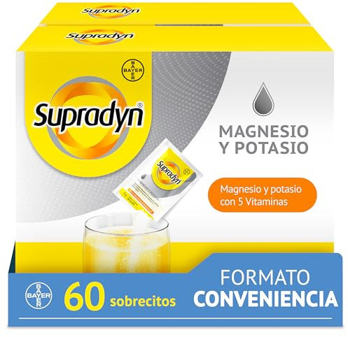Supradyn Magnesio e Potassio Integratore Multivitaminico con Vitamine B, Vitamina C e Sali Minerali per Stanchezza, Caldo e Sport, 60 Bustine Effervescenti Senza Zucchero, Gusto Arancia
