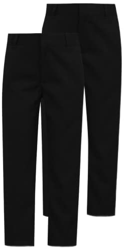 Integriti Schoolwear 2PK Boys Adjustable Waist Regular Fit School Trousers Black Charcoal Grey Navy Blue 3-18 Years