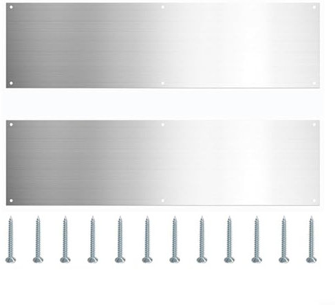 ZYNCUE 2 Stück Edelstahl-Tür-Trittplatten, Metall-Tür-Bodenschutzplatte, kratzfeste Sockelleiste mit Schrauben für Innen- und Außentüren