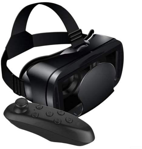 HpLive VR Brille für Handy,Verstellbares VR-Headset mit Controller: Immersives 3D-Erlebnis & Auge(Black)