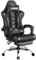 Yaheetech Gaming Chair for Adults, Ergonomic Video Game Chair with Massage Lumbar Support and Footrest Swivel, Height Adjustable Reclining Computer Racing Gamer Chair with Headrest - Full Black