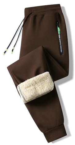 ZOXOZ Pantaloni Tuta Uomo Felpata Pile Fleece Foderato Termici Cotone Sportivi Joggers Pantaloni Cerniera Tasche Laterali