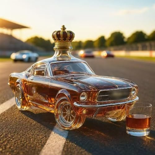 EDXTNKQC Whiskey Karaffe - Desktop Kunststatue, 300 Ml Auto-Whiskyflaschen-Skulptur, Dekorative Kleine Skulptur Für Den Schreibtisch, Kreative, Auslaufsichere Dekanter-Ornamente Aus Glas(B)