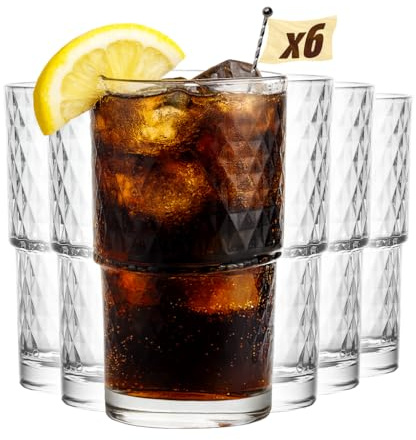 MUVELL Lot de 6 verres Longdrink “Iceland” - 480 ml - verres à latte macchiato et à eau - verre épais 3 mm - parfaits pour cocktails, matcha ou boissons froides - résistants