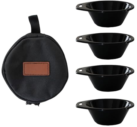 Juego de 4 cuencos fuertes para camping, cubiertos y cuencos pequeños con asa para mochileros al aire libre, senderismo, camping
