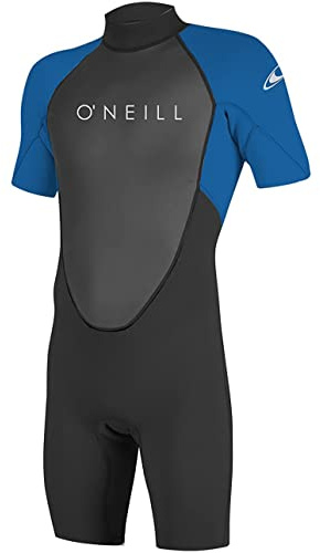 O'Neill Men's Reactor-2 2mm Back Zip Short Sleeve Spring Wetsuit, Lightweight Warmth and Flexibility for All Water Activities, Black/Ocean, Medium