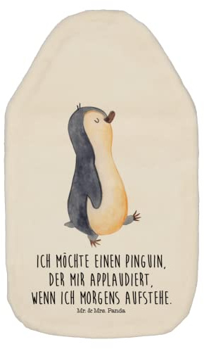 Mr. & Mrs. Panda Wärmflasche Pinguin marschieren - Geschenk, Kinderwärmflasche, Wärmekissen, Wärmflaschenbezug, Pinguine, Kleine Wärmflasche,