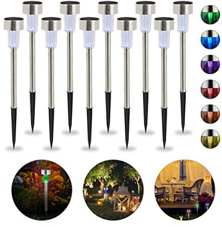 Relaxdays 20-pack solcellslampor LED, lanternor, trädgårdsbelysning, frostat glas, vattentät, silver
